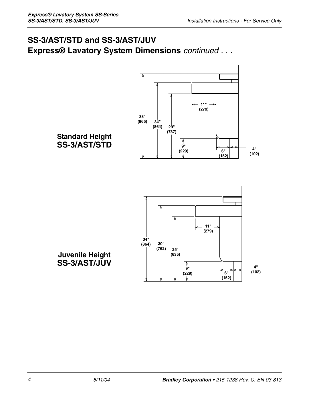 Bradley Smoker SS-3/AST/STD, SS-3/AST/JUV installation instructions Standard Height, Juvenile Height 