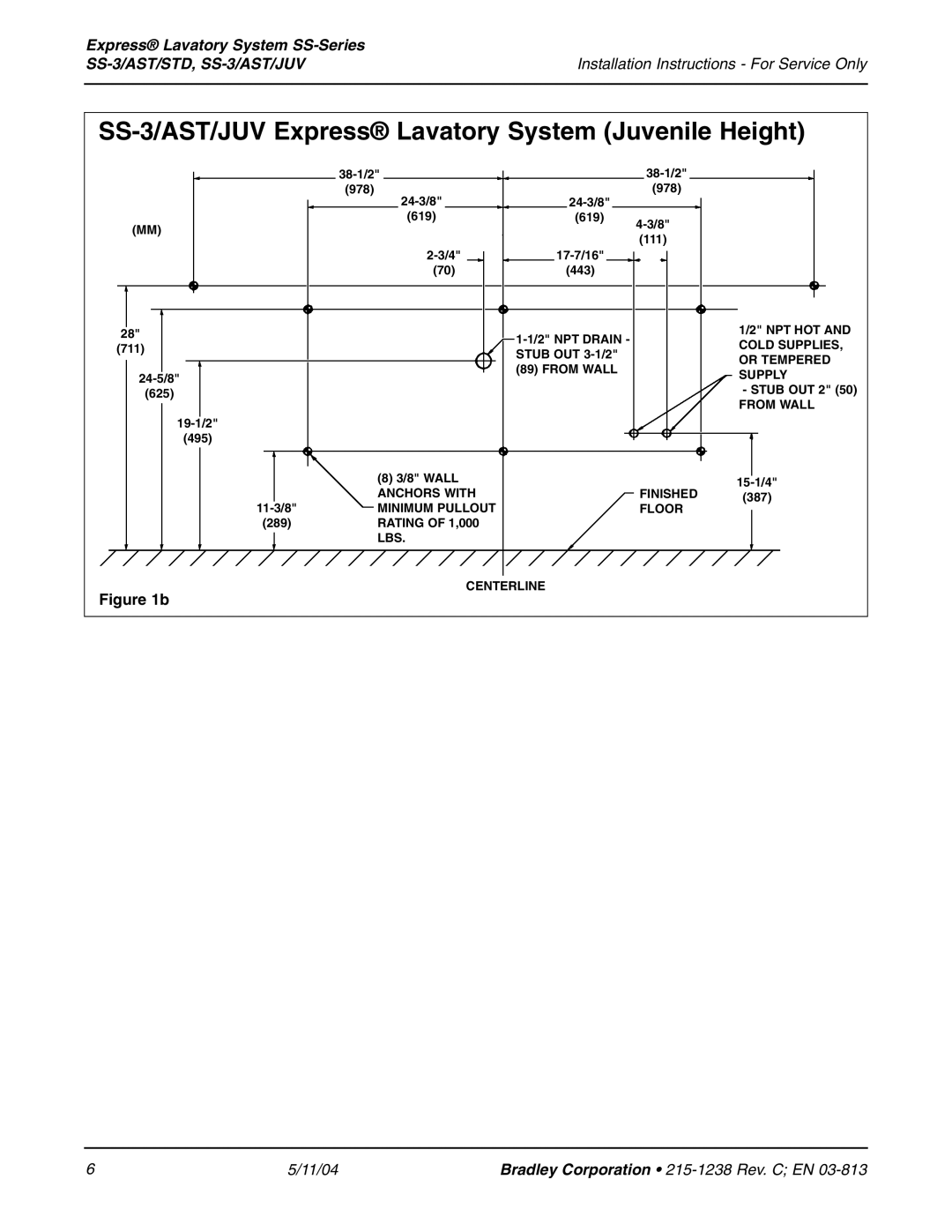 Bradley Smoker SS-3/AST/STD installation instructions SS-3/AST/JUV Express Lavatory System Juvenile Height 