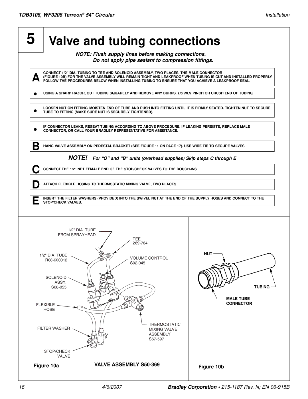 Bradley Smoker TDB3108 installation manual Valve and tubing connections 