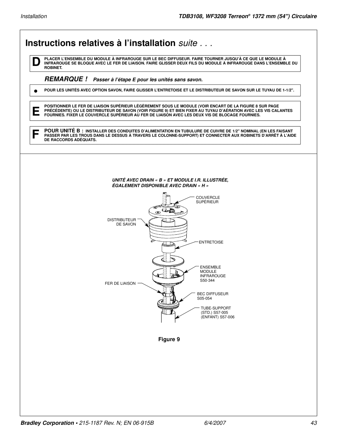 Bradley Smoker TDB3108 installation manual S05-054 TUBE-SUPPORT STD. S57-005 Enfant S57-006 