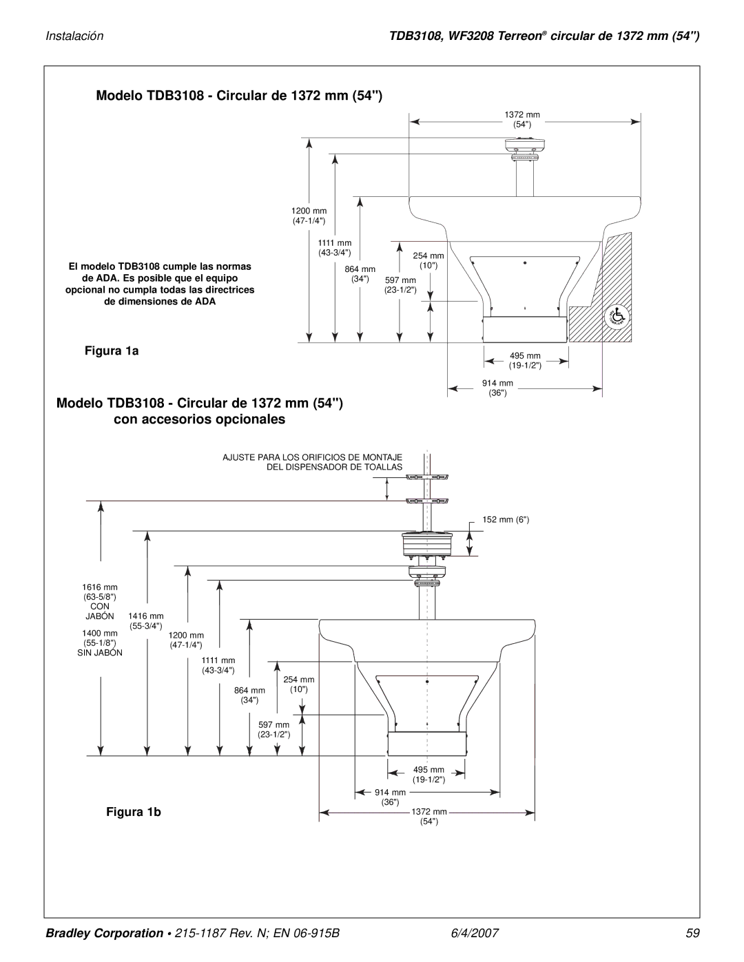 Bradley Smoker installation manual Modelo TDB3108 Circular de 1372 mm Con accesorios opcionales 