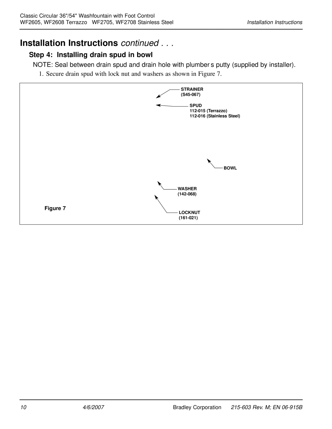 Bradley Smoker WF2708, WF2605 installation instructions Installing drain spud in bowl 