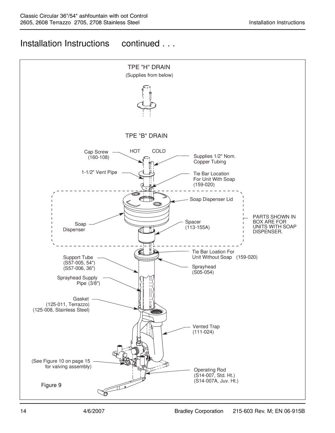 Bradley Smoker WF2708, WF2605 installation instructions Type H Drain 