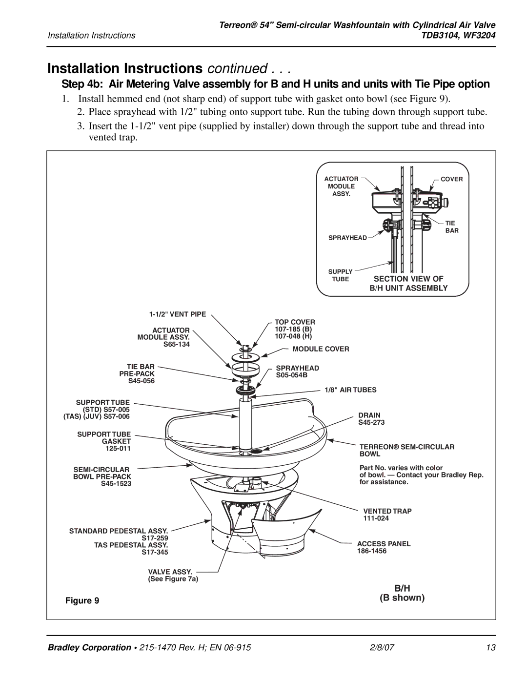 Bradley Smoker TDB3104, WF3204 installation instructions Tube Section View Unit Assembly 