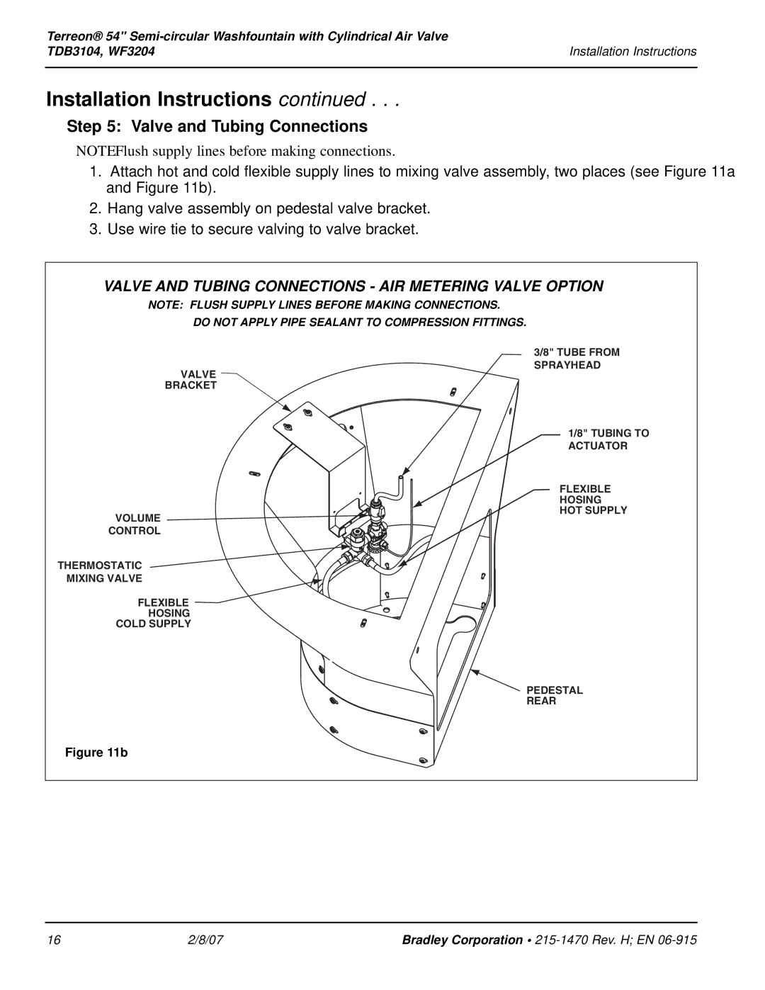 Bradley Smoker WF3204, TDB3104 installation instructions Valve and Tubing Connections AIR Metering Valve Option 