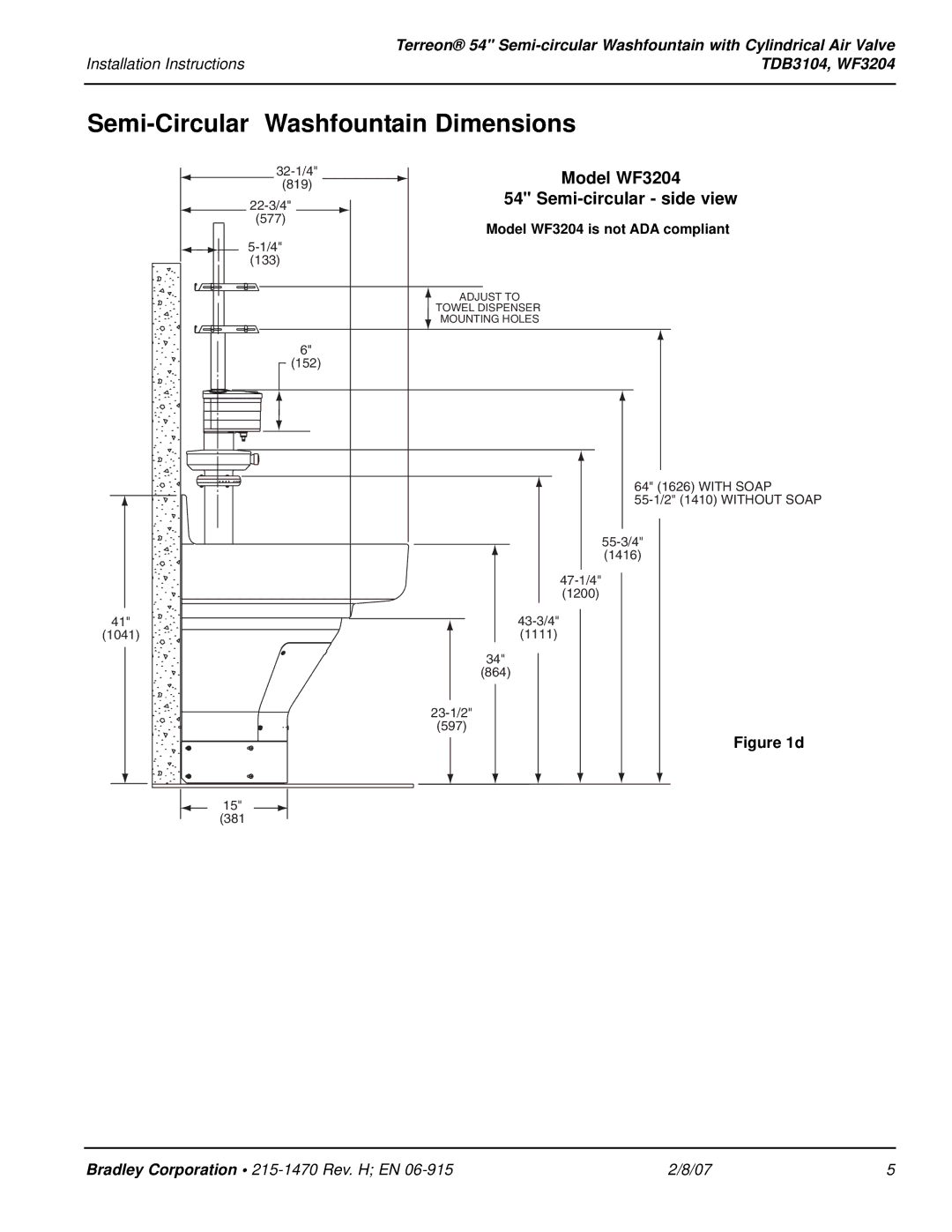 Bradley Smoker TDB3104 installation instructions Model WF3204 Semi-circular side view 