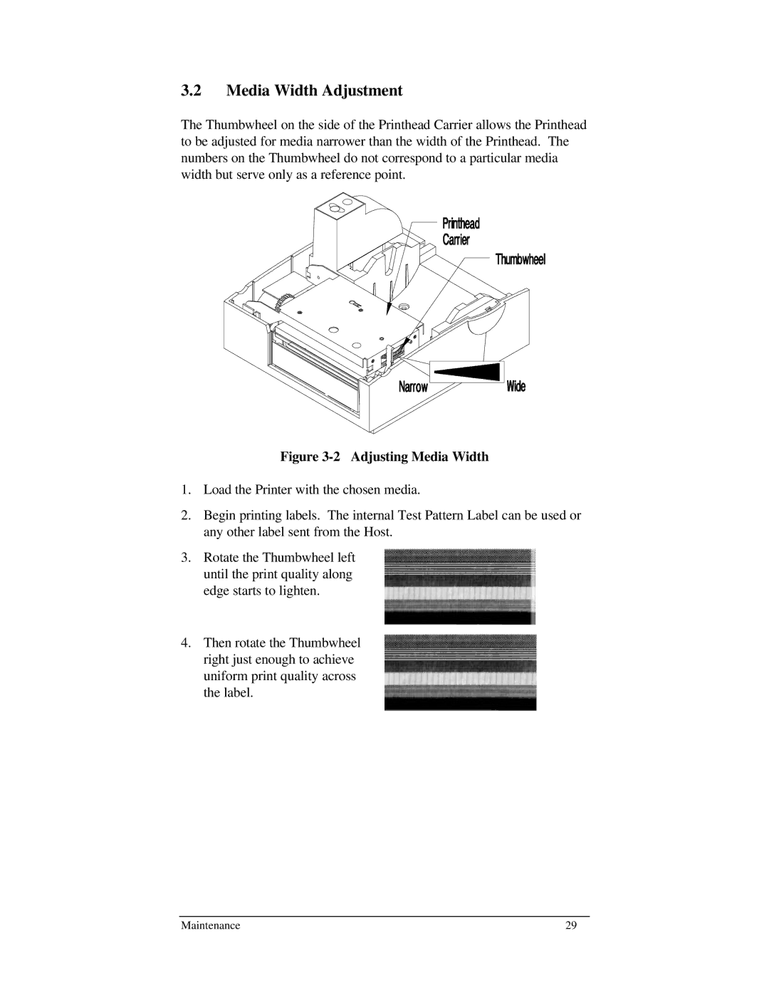 Brady 1024 manual Media Width Adjustment, Adjusting Media Width 