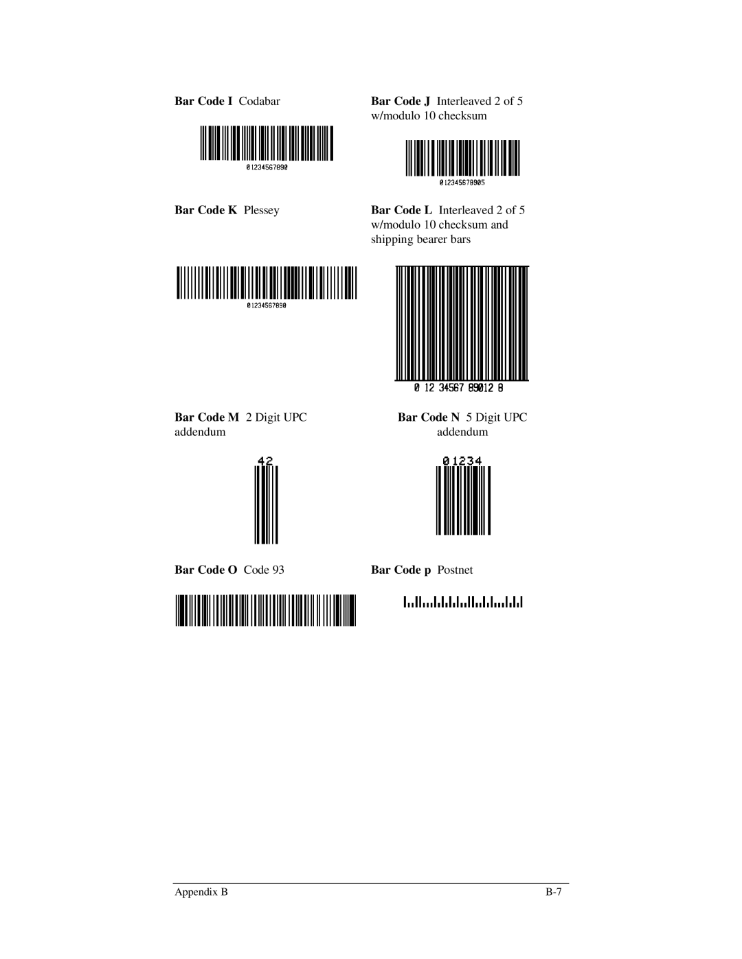 Brady 1024 manual Bar Code I Codabar 