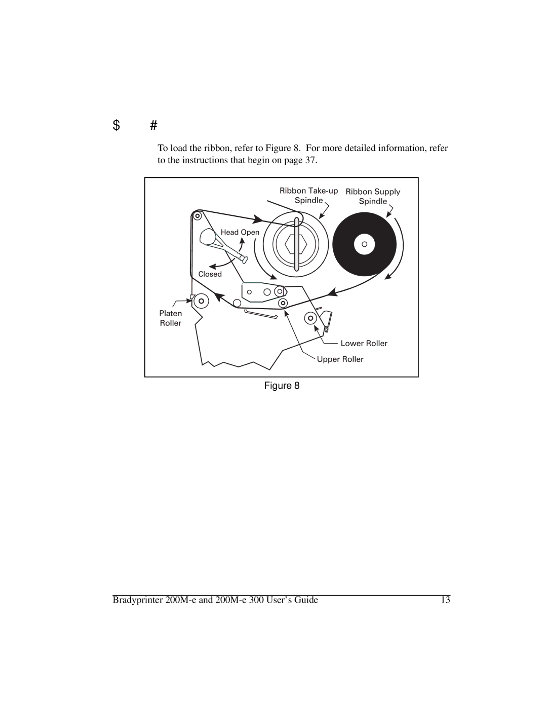 Brady 200M-e 300 manual RDGLQJWKH5LEERQ 