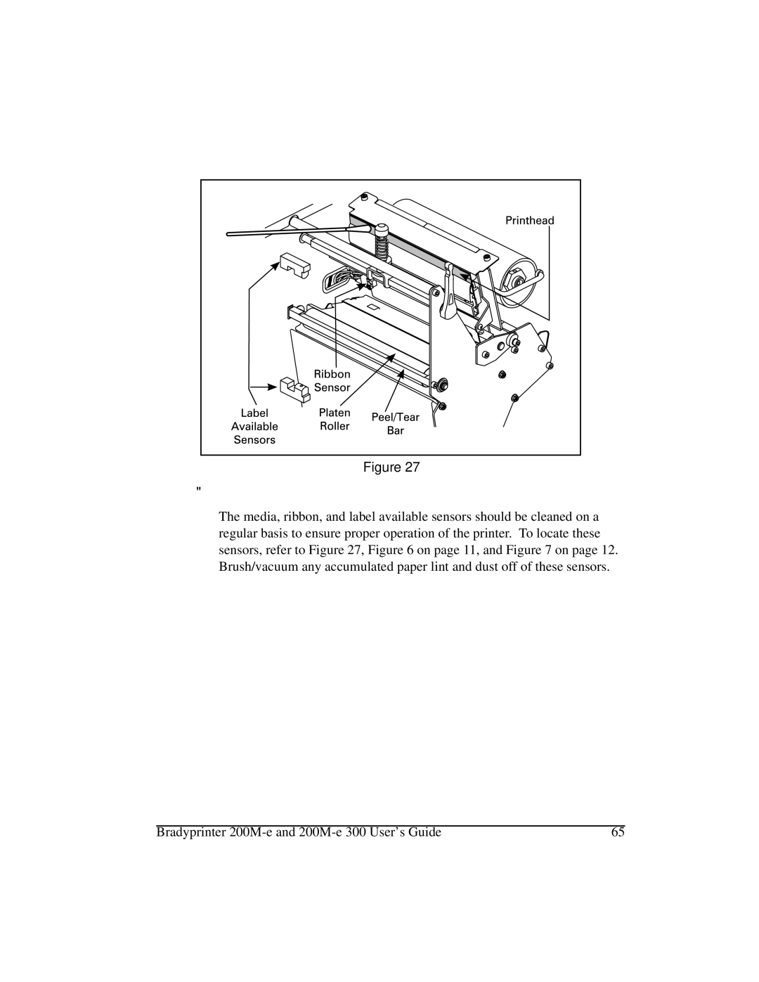 Brady 200M-e 300 manual OHDQLQJWKH6HQVRUV 