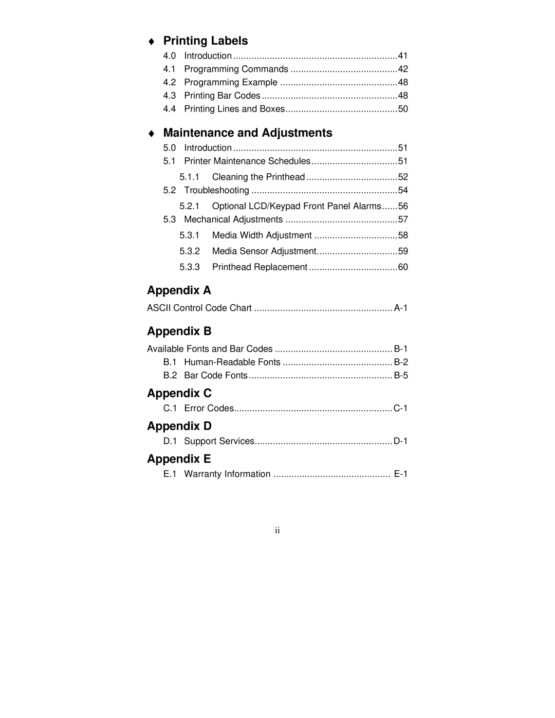 Brady 2024, 2034 manual Appendix a 