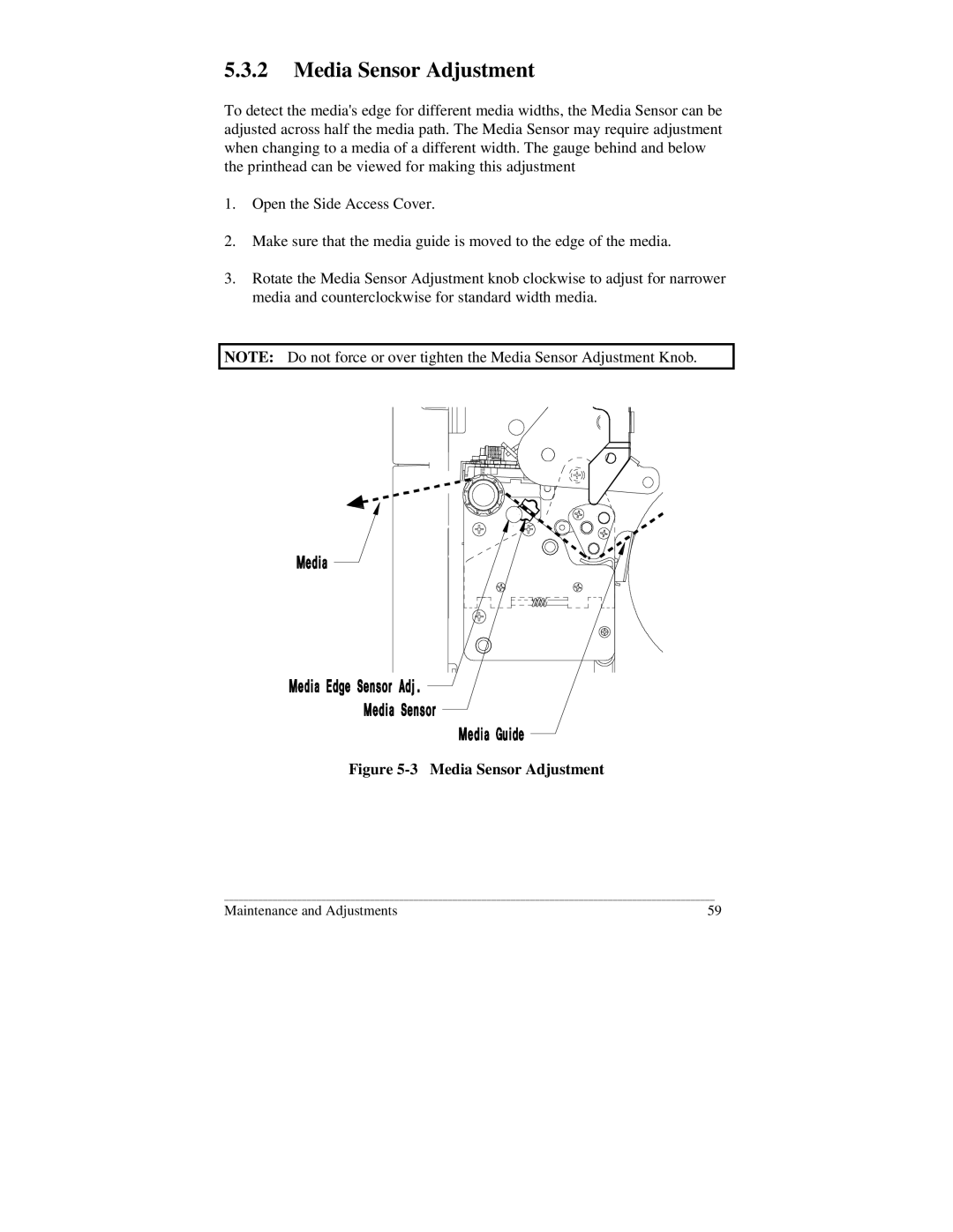 Brady 2034, 2024 manual Media Sensor Adjustment 