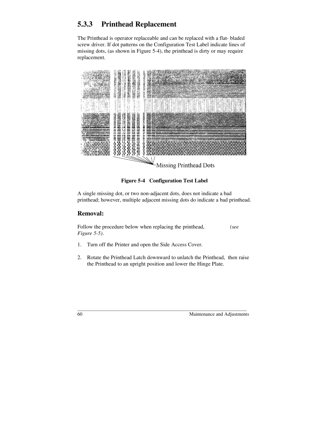 Brady 2024, 2034 manual Printhead Replacement, Removal 