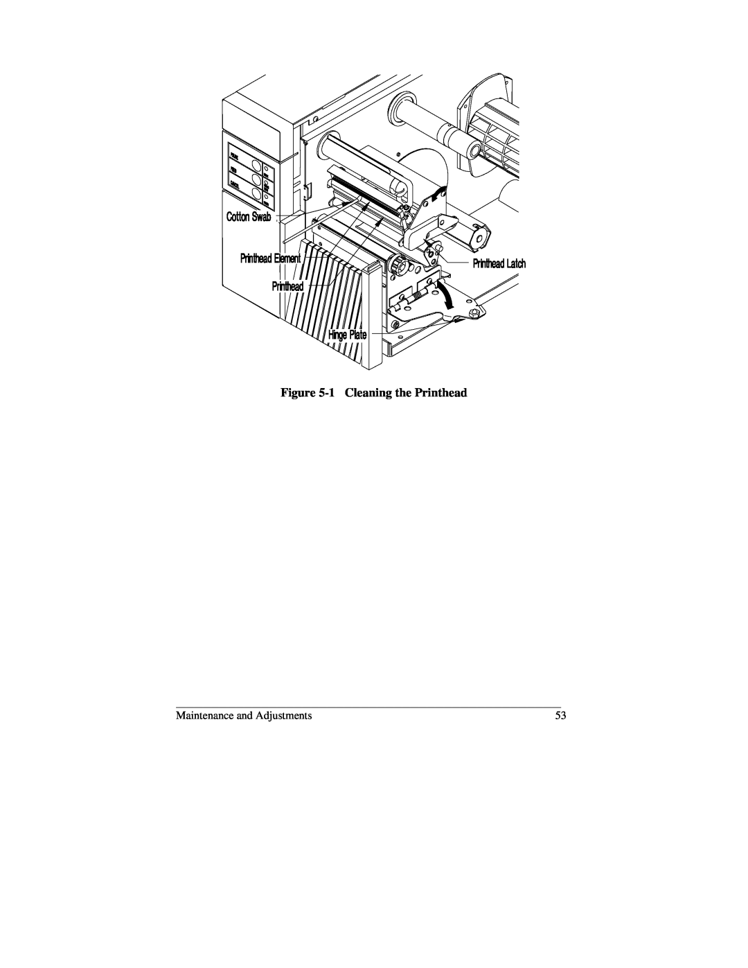 Brady 2034, 2024 manual 1 Cleaning the Printhead, Maintenance and Adjustments 