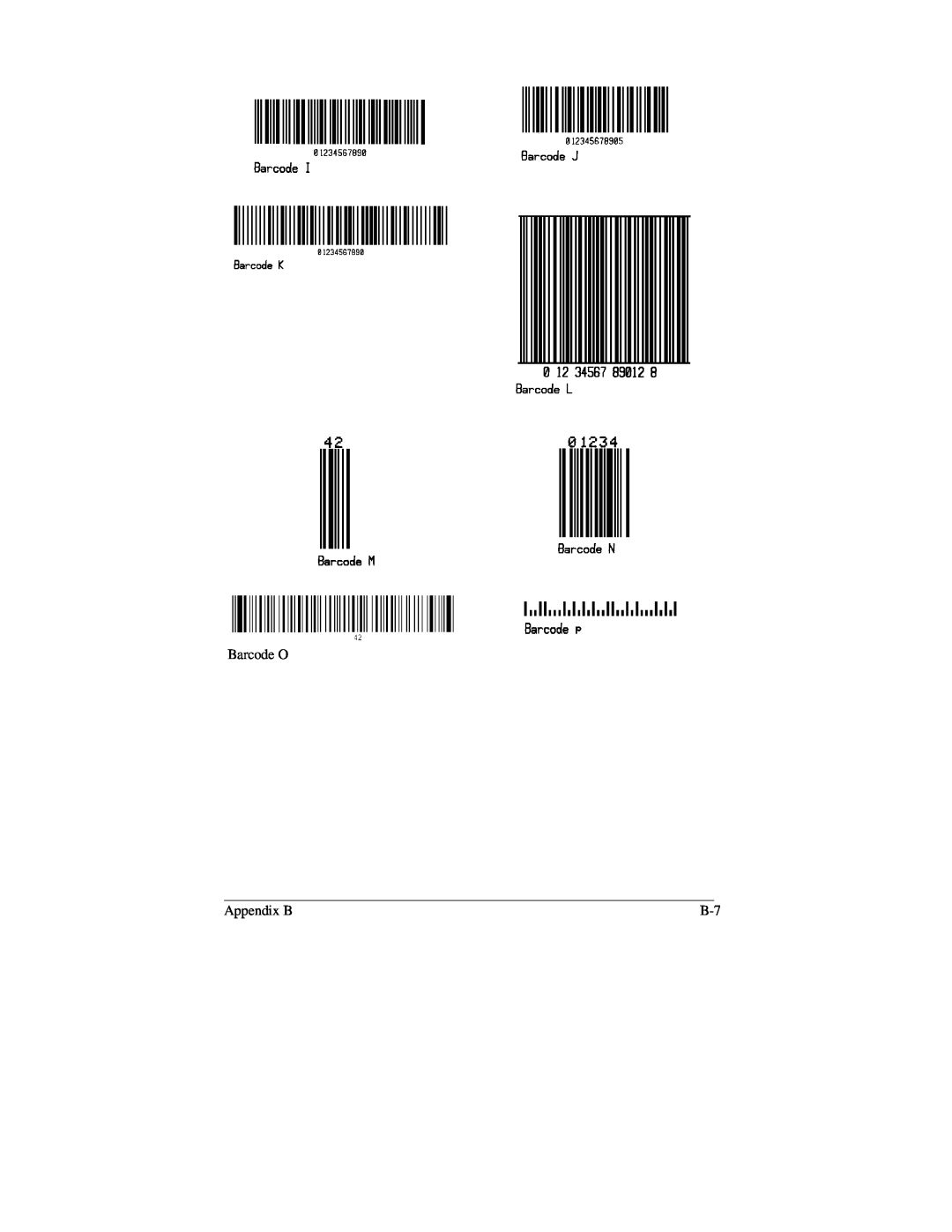 Brady 2034, 2024 manual Barcode O, Appendix B 