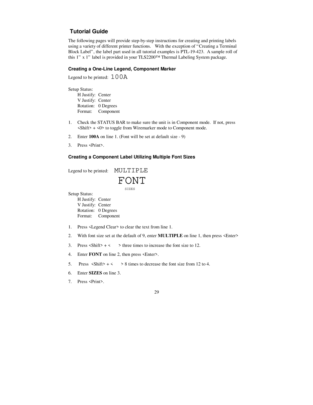 Brady 2200 user manual Tutorial Guide, Creating a One-Line Legend, Component Marker 