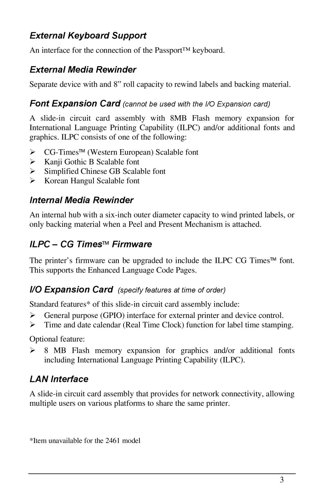 Brady 6441, 3481, 2461 manual External Keyboard Support 