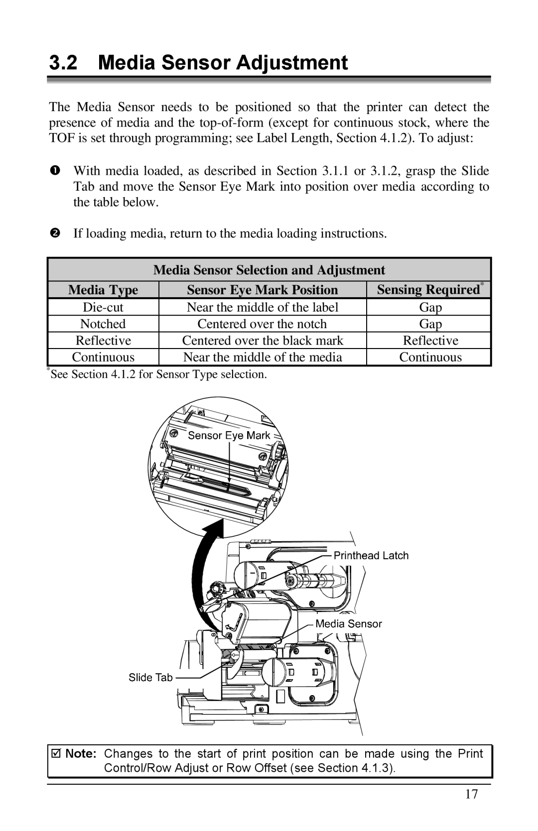 Brady 3481, 6441, 2461 manual Media Sensor Adjustment 