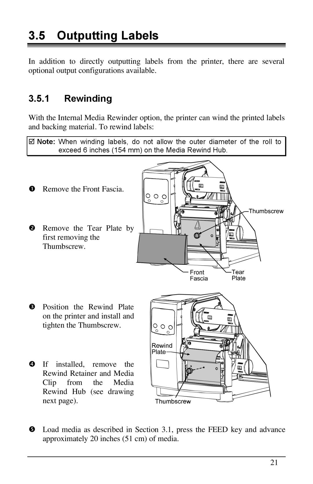 Brady 6441, 3481, 2461 manual Outputting Labels, Rewinding 