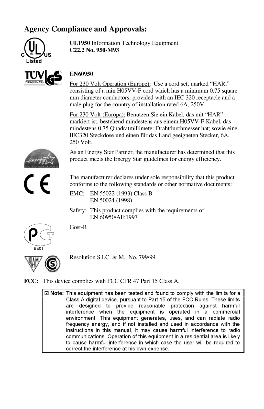 Brady 6441, 3481, 2461 manual Agency Compliance and Approvals 