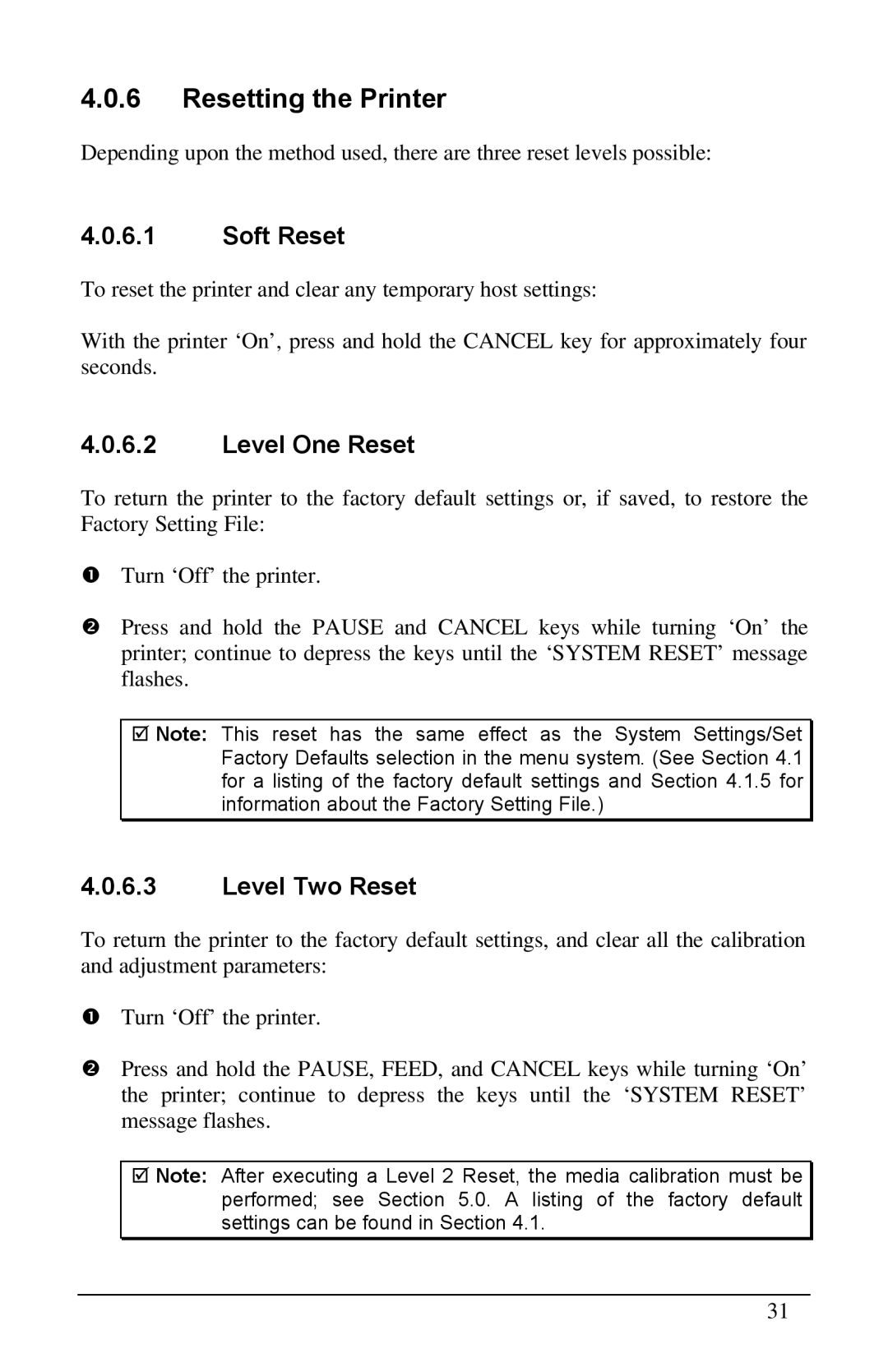 Brady 2461, 3481, 6441 manual Resetting the Printer, Soft Reset 