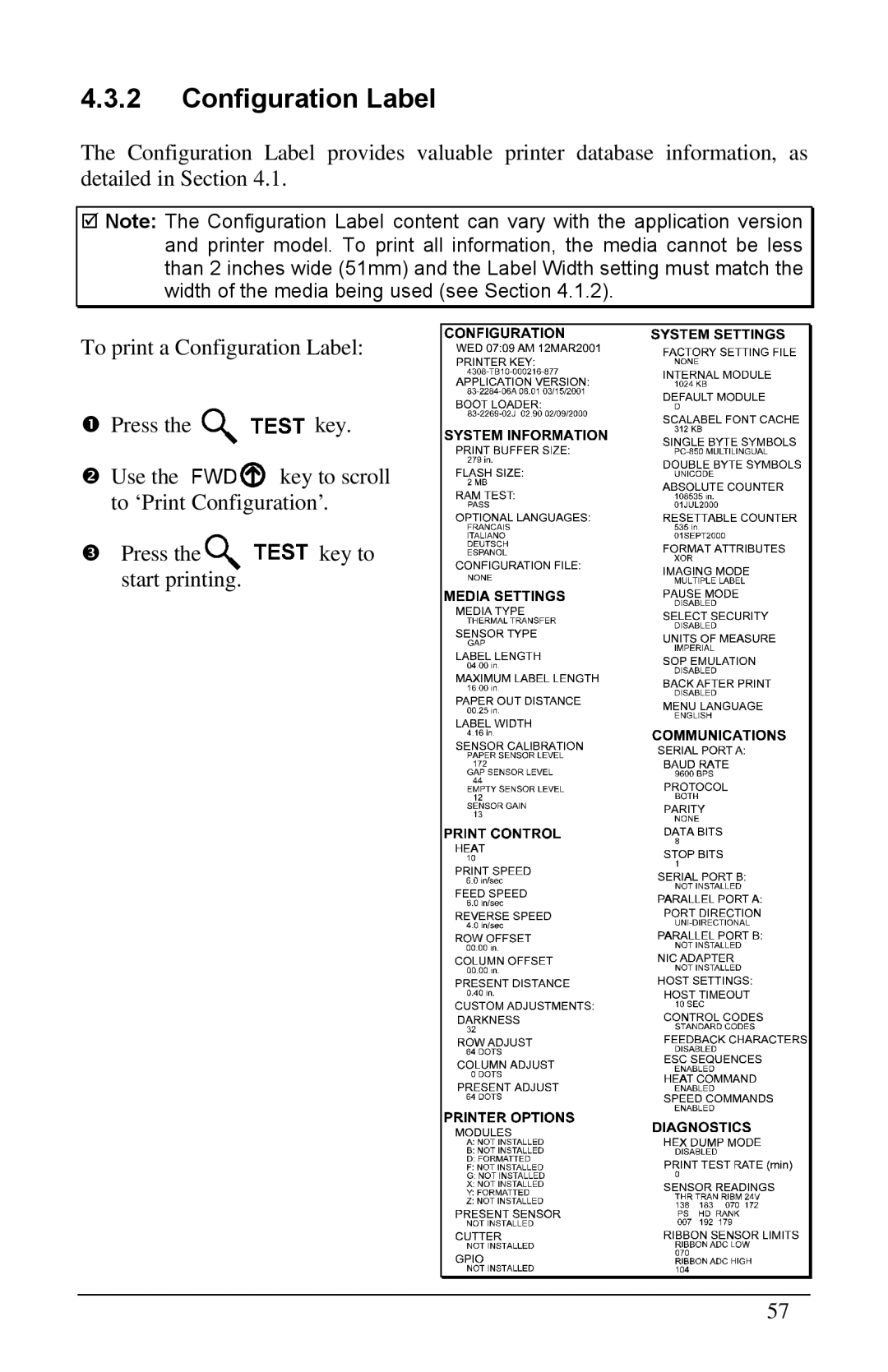 Brady 6441, 3481, 2461 manual Configuration Label 