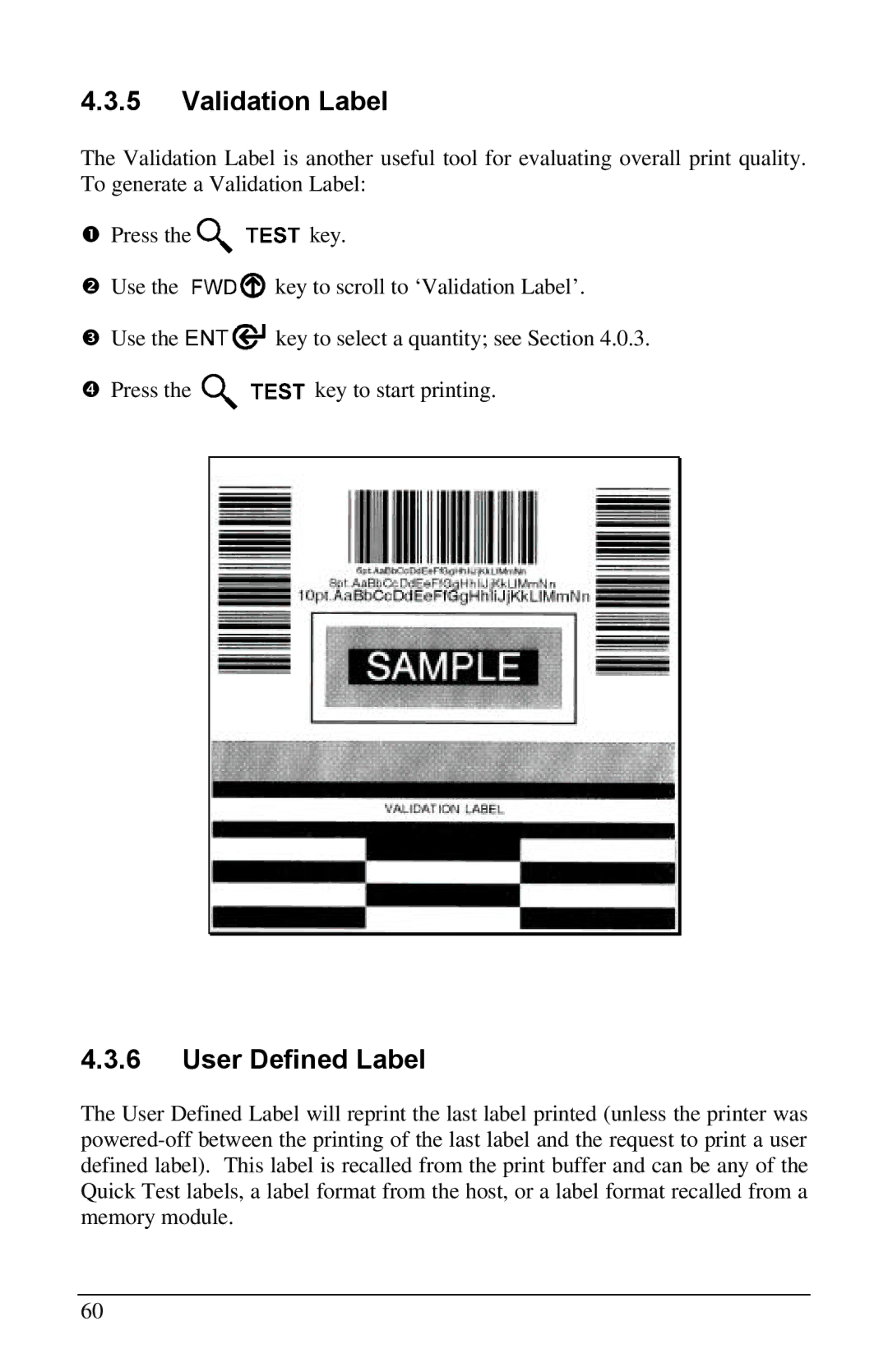 Brady 6441, 3481, 2461 manual Validation Label, User Defined Label 