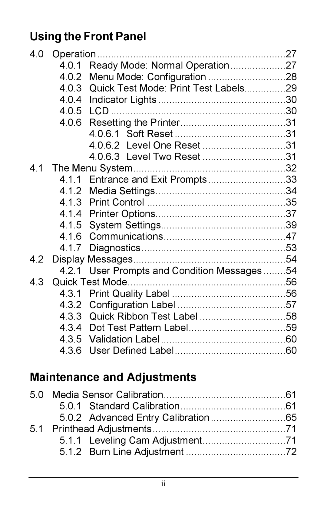 Brady 2461, 3481, 6441 manual Using the Front Panel 