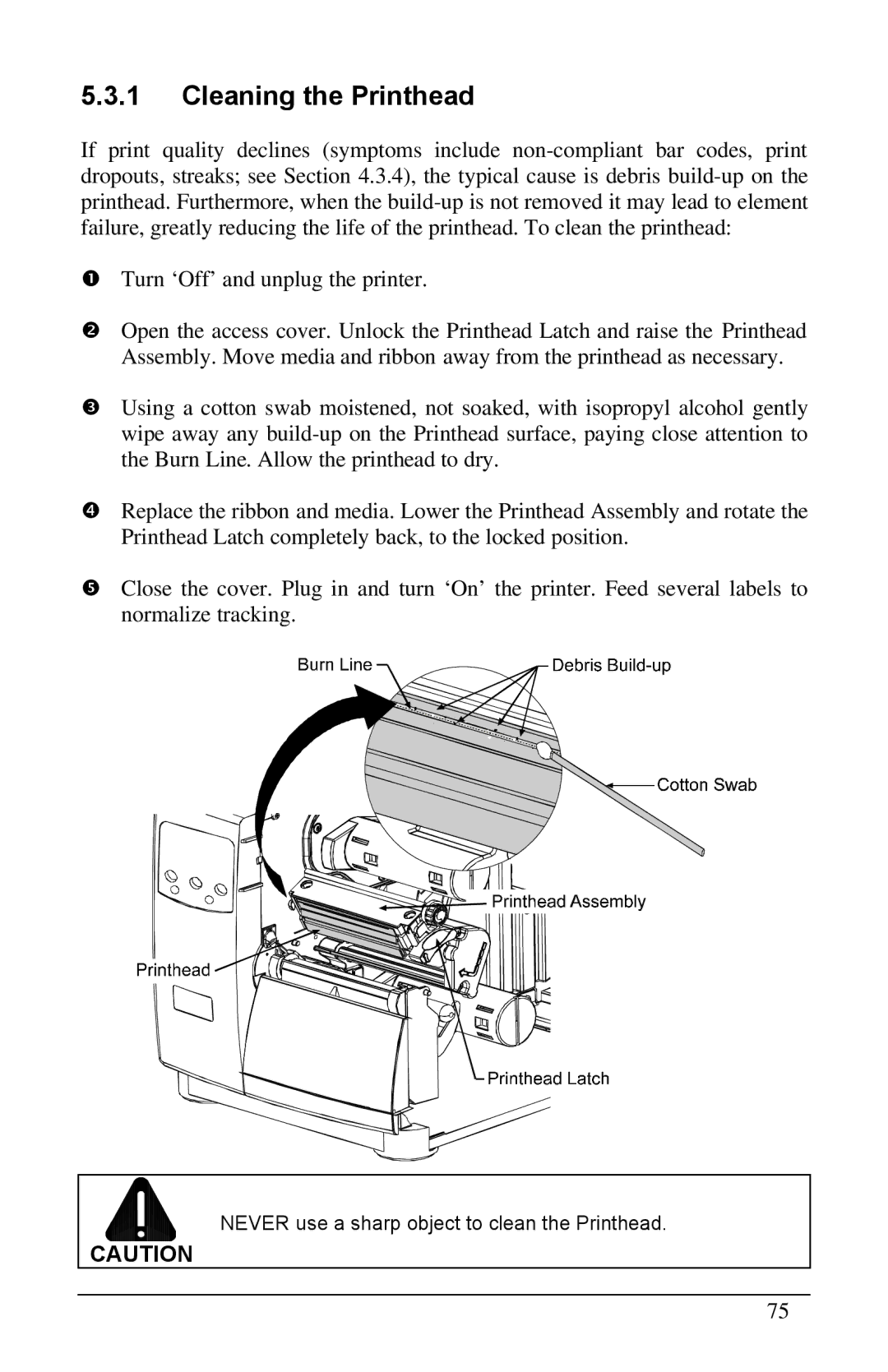 Brady 6441, 3481, 2461 manual Cleaning the Printhead 