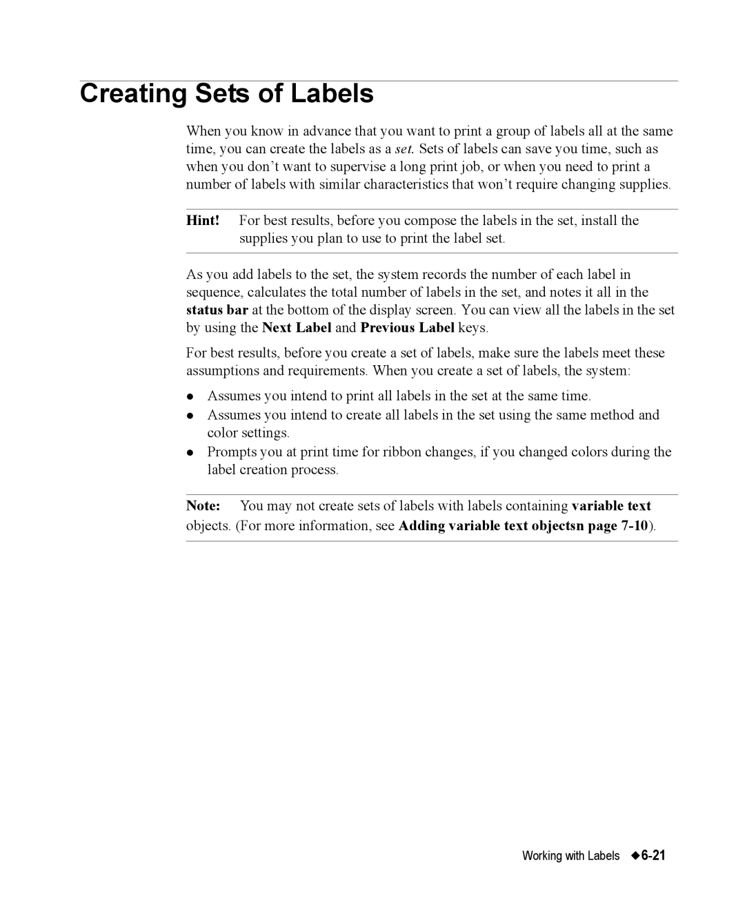 Brady 76800 manual Creating Sets of Labels 