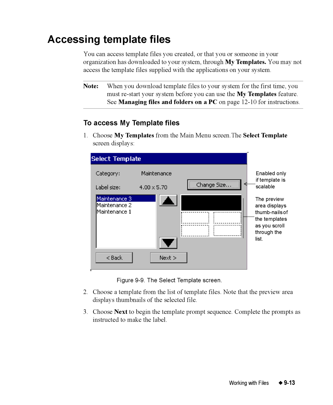 Brady 76800 manual Accessing template files, To access My Template files 