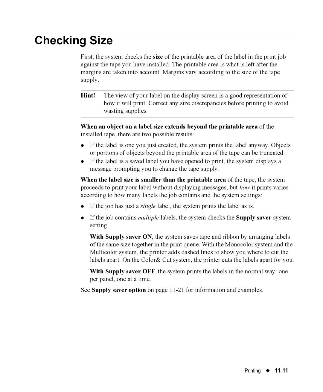 Brady 76800 manual Checking Size 