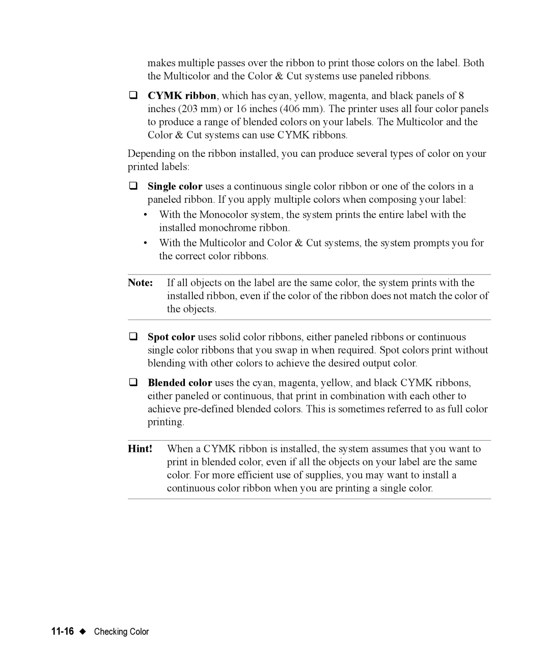 Brady 76800 manual 11-16Checking Color 