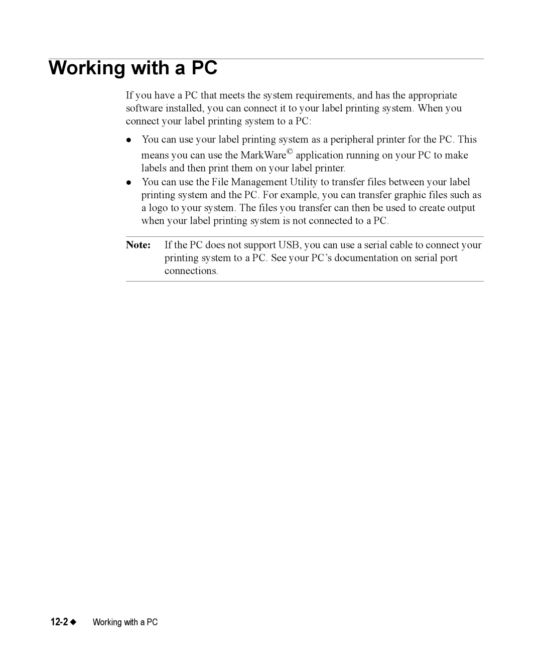 Brady 76800 manual Working with a PC 