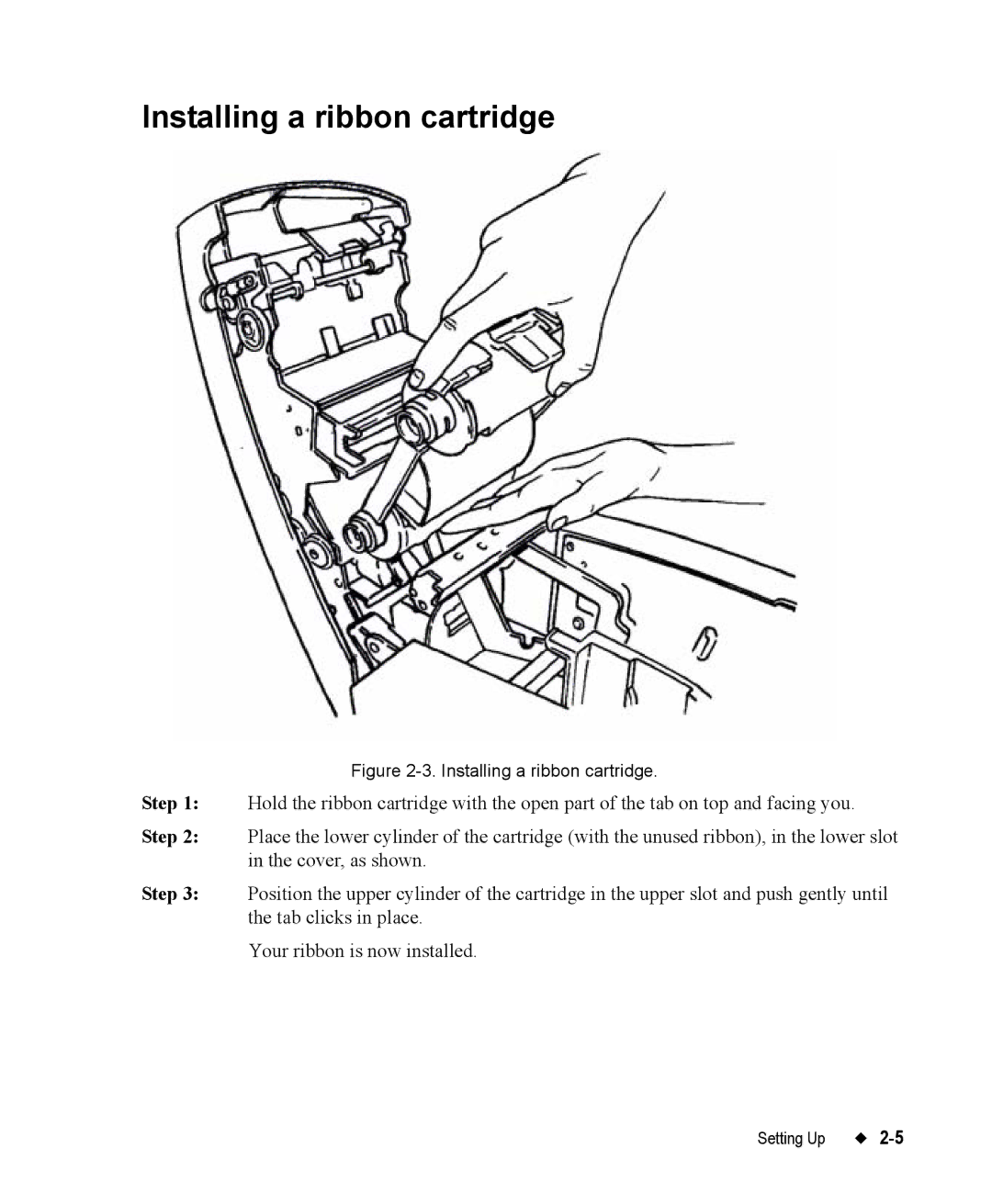 Brady 76800 manual Installing a ribbon cartridge 