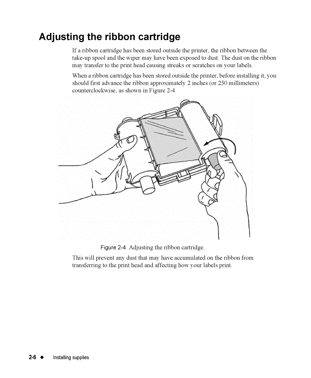 Brady 76800 manual Adjusting the ribbon cartridge 