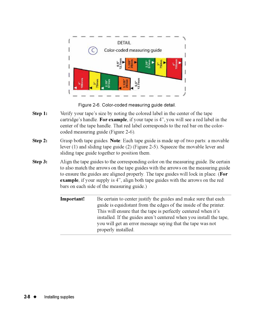 Brady 76800 manual Color-coded measuring guide detail 