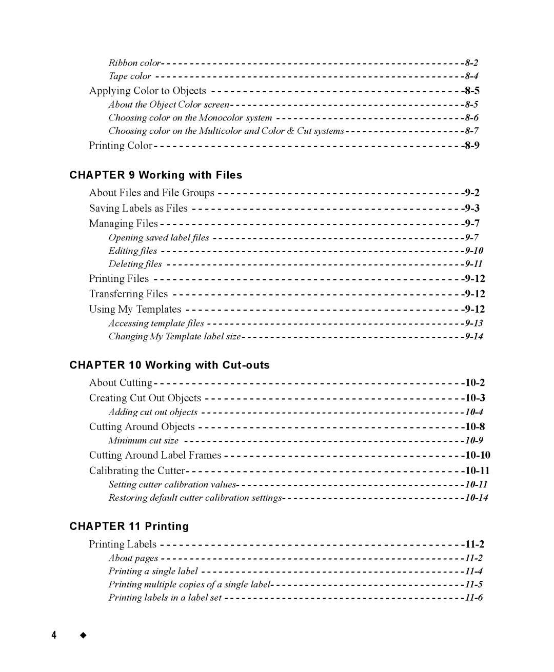 Brady 76800 manual Applying Color to Objects, Printing Color, Printing Files Transferring Files Using My Templates 