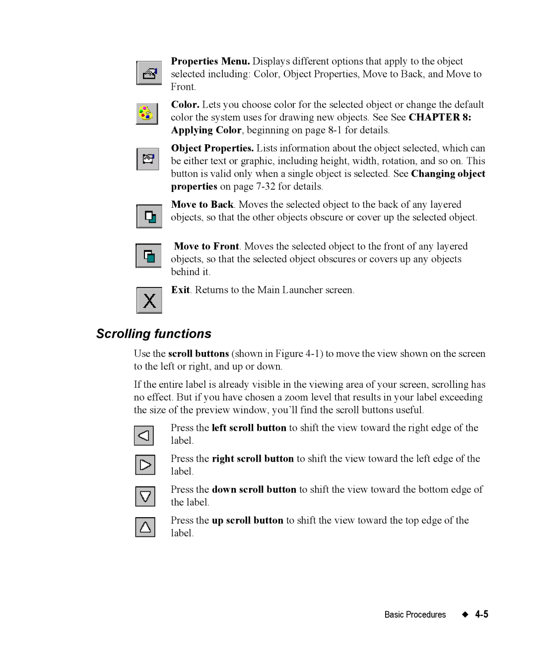 Brady 76800 manual Scrolling functions 