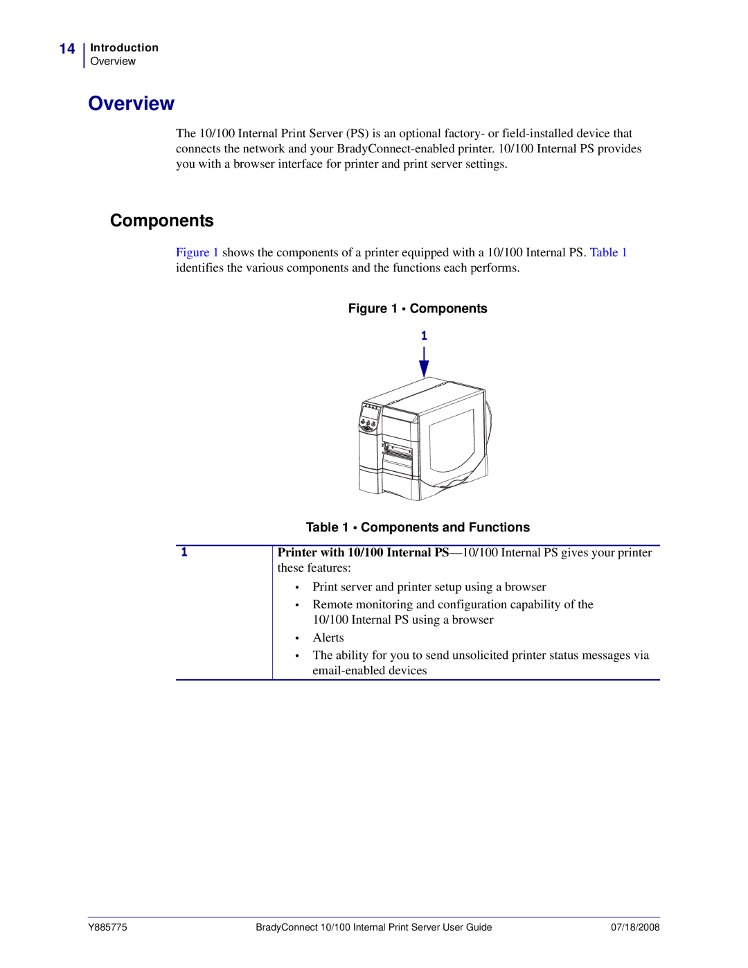 Brady BBP81 manual Overview, Components 