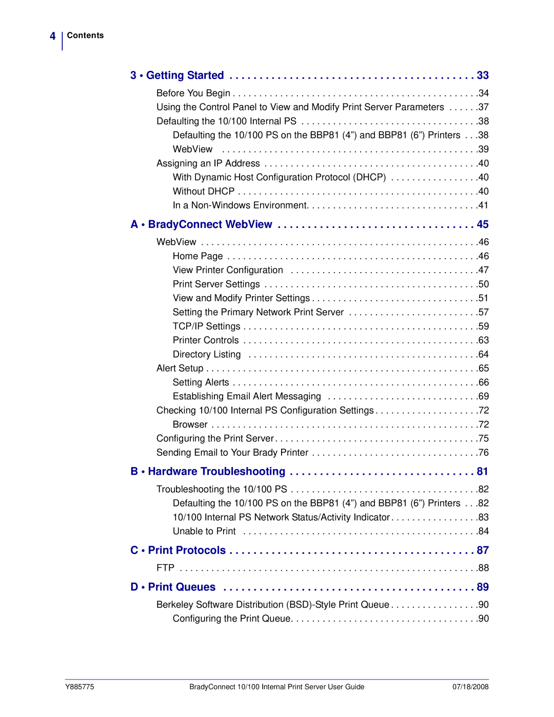 Brady BBP81 manual Print Protocols 