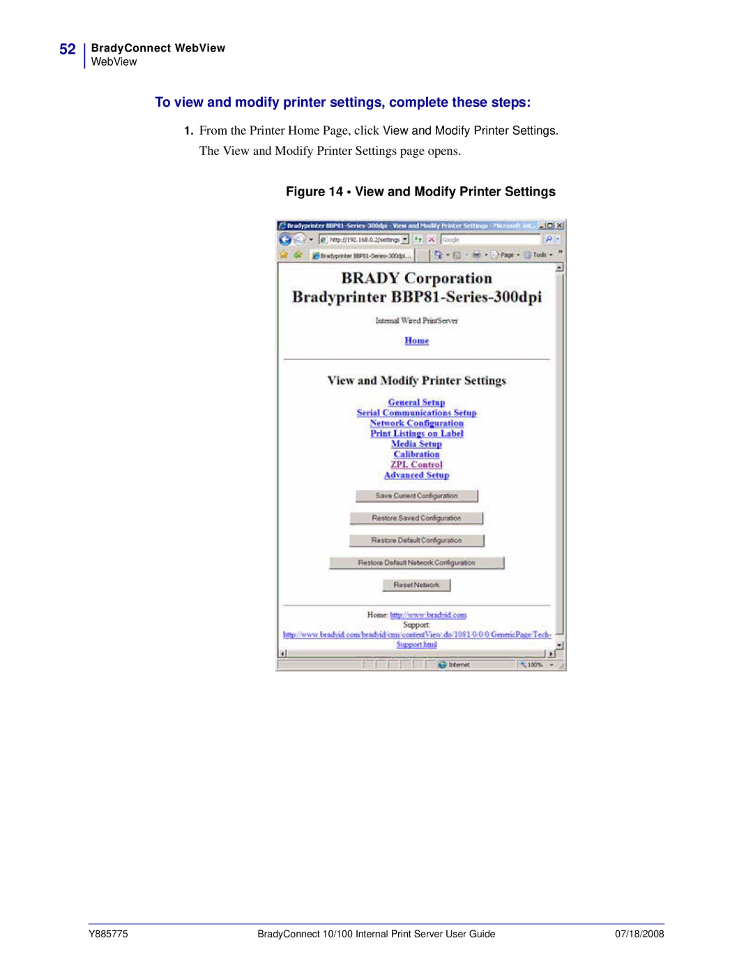 Brady BBP81 manual To view and modify printer settings, complete these steps, View and Modify Printer Settings 