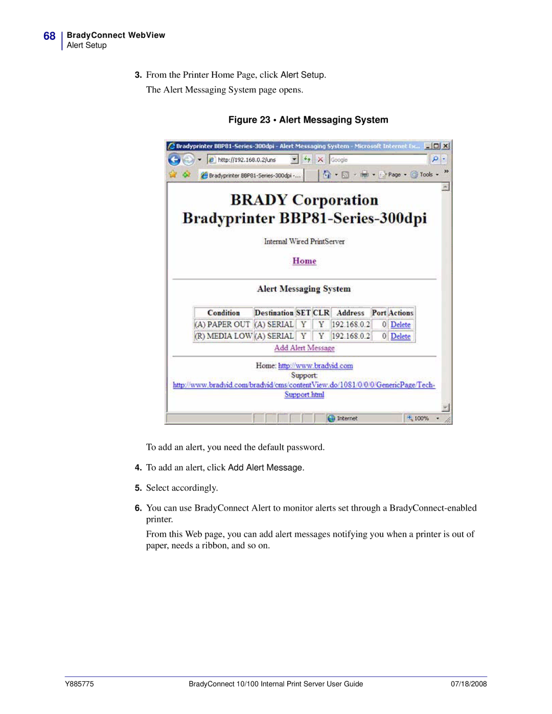 Brady BBP81 manual Alert Messaging System 