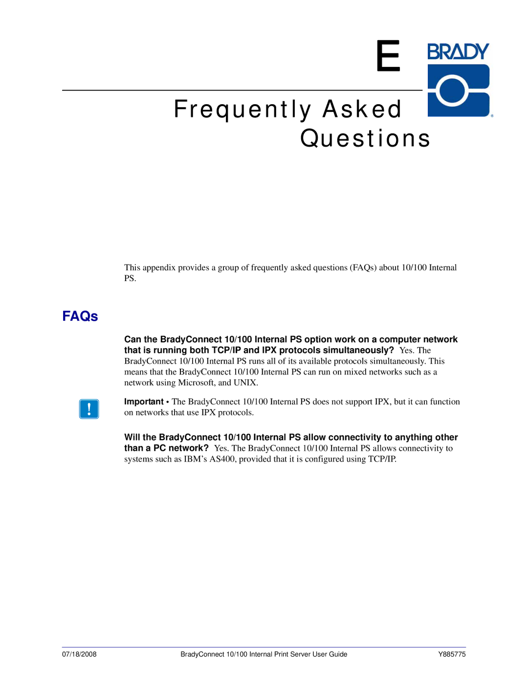 Brady BBP81 manual Frequently Asked Questions, FAQs 