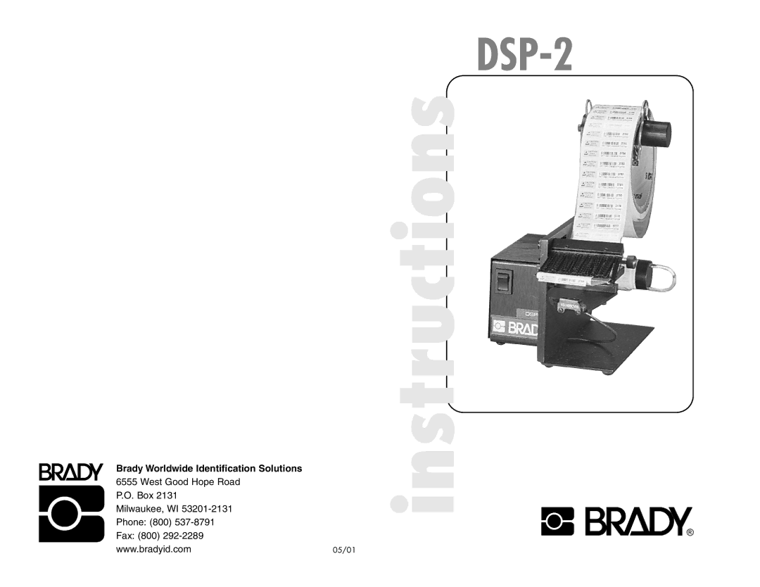 Brady manual DSP-2 instructions 