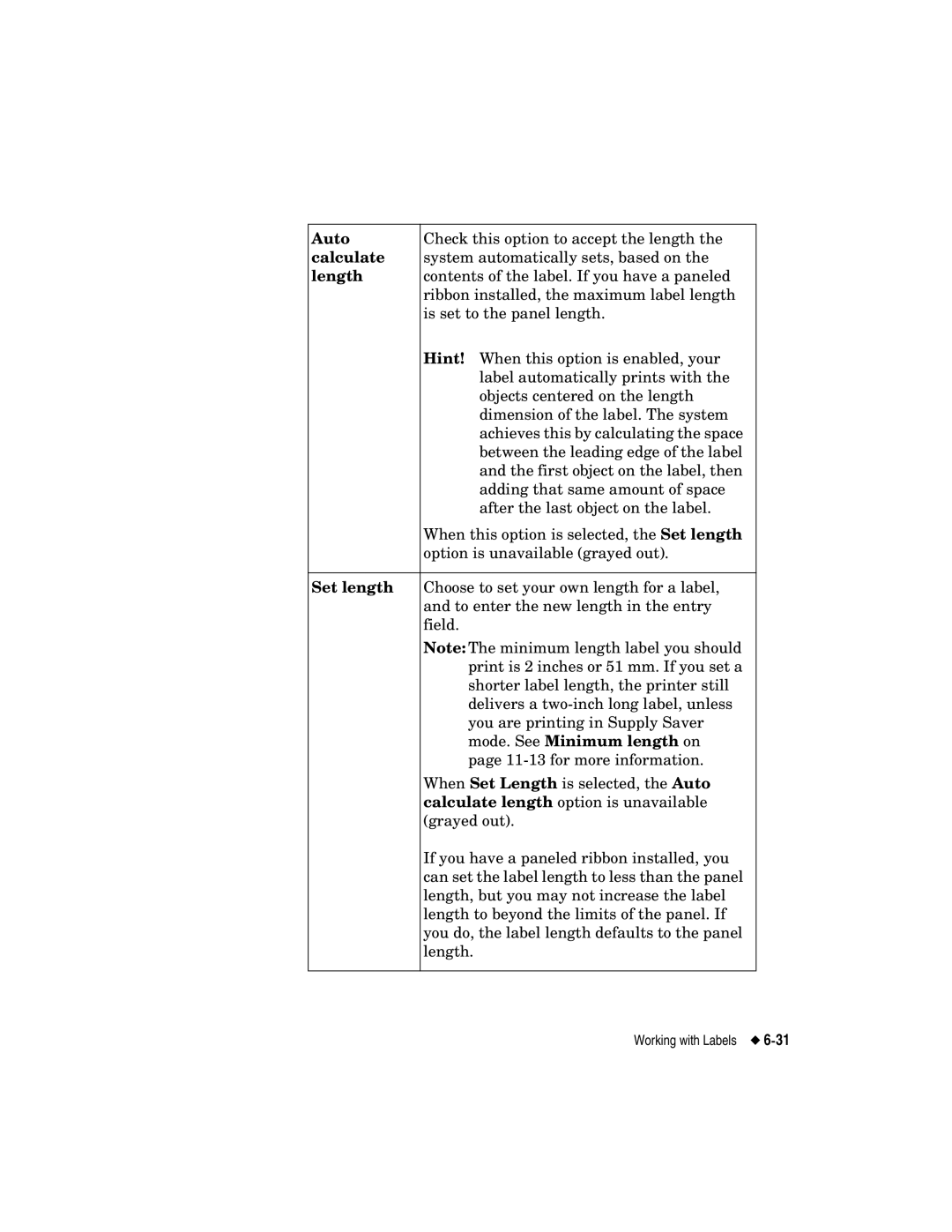 Brady label maker manual Auto, Calculate, Length, Set length, Mode. See Minimum length on 