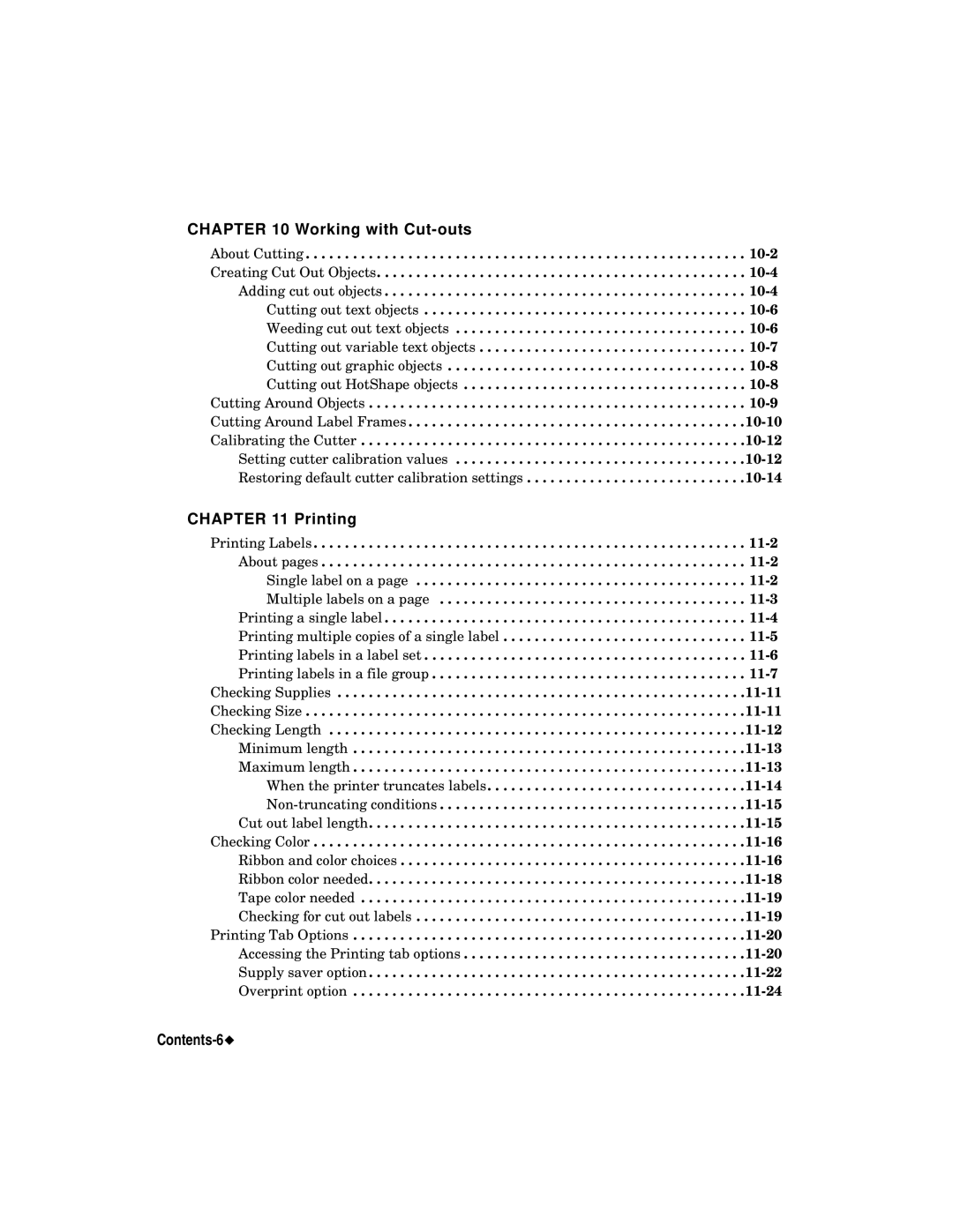 Brady label maker manual Contents-6 