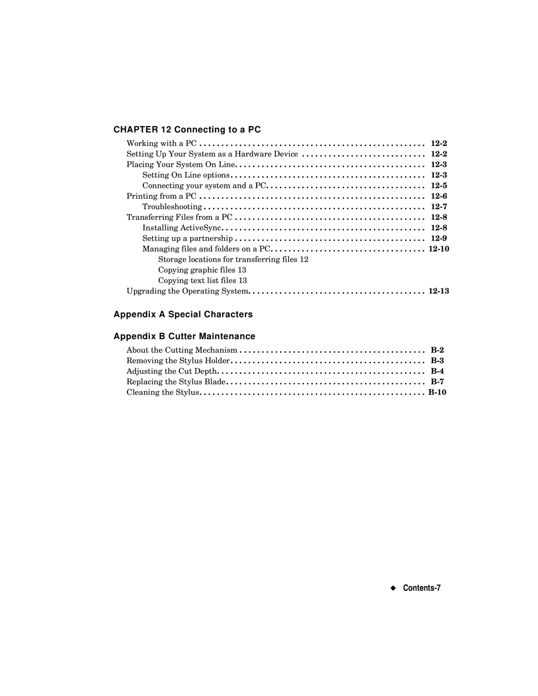 Brady label maker manual Contents-7 