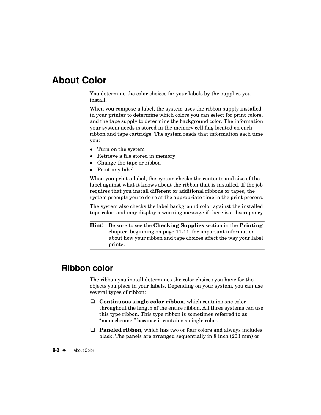 Brady label maker manual About Color, Ribbon color 