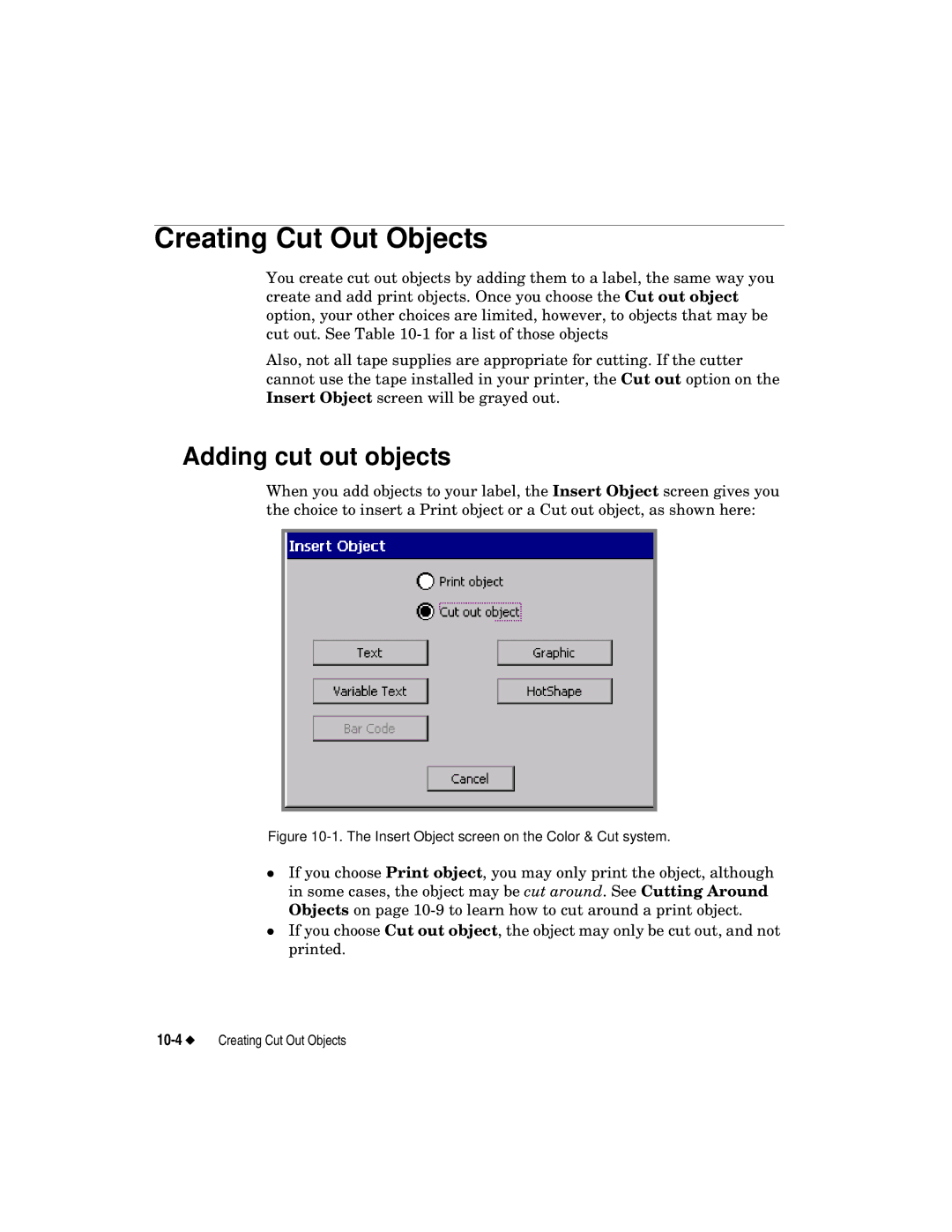 Brady label maker manual Creating Cut Out Objects, Adding cut out objects 